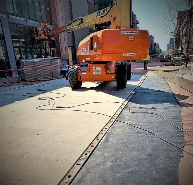 Hardscape protection mats at Coors Field