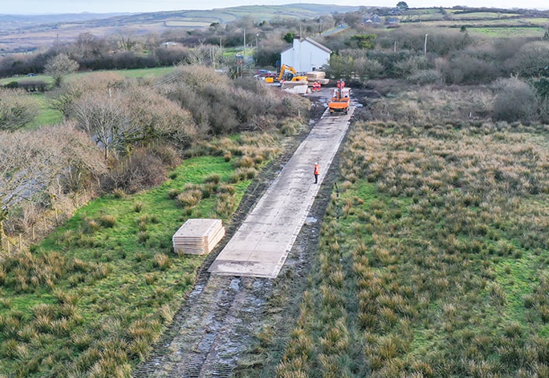Composite temporary roadway for T&D