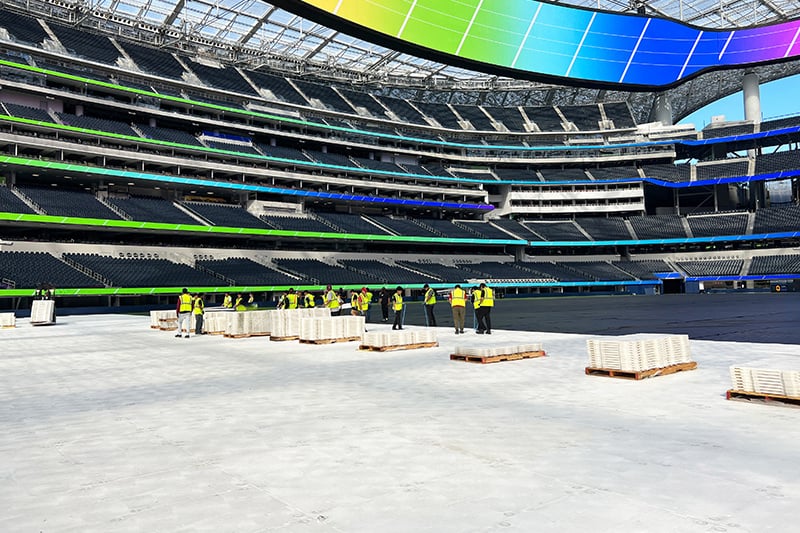 SoFi Stadium turf protection mats