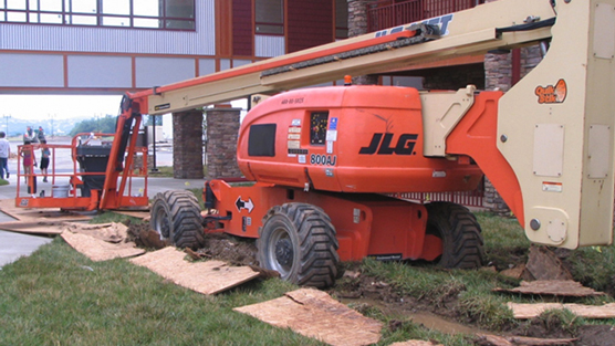 Plywood mats for construction equipment