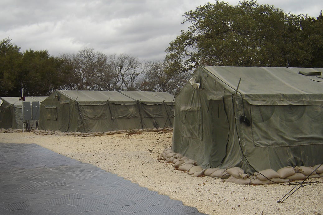 Composite mats for military base camp